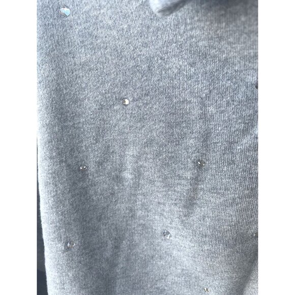 Miu Miu Gray Embellished Cropped Polo Sweatshirt W/ Button Front - Picture 5 of 11